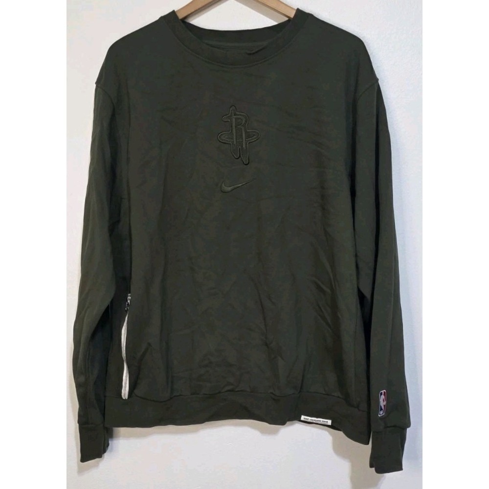 Houston Rockets Nike XL Tall NBA Authentics Dri-Fit Crewneck Sweatshirt Green